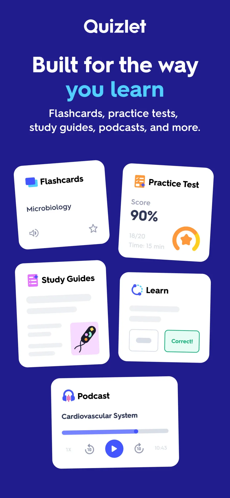 Quizlet: přehled studijních režimů