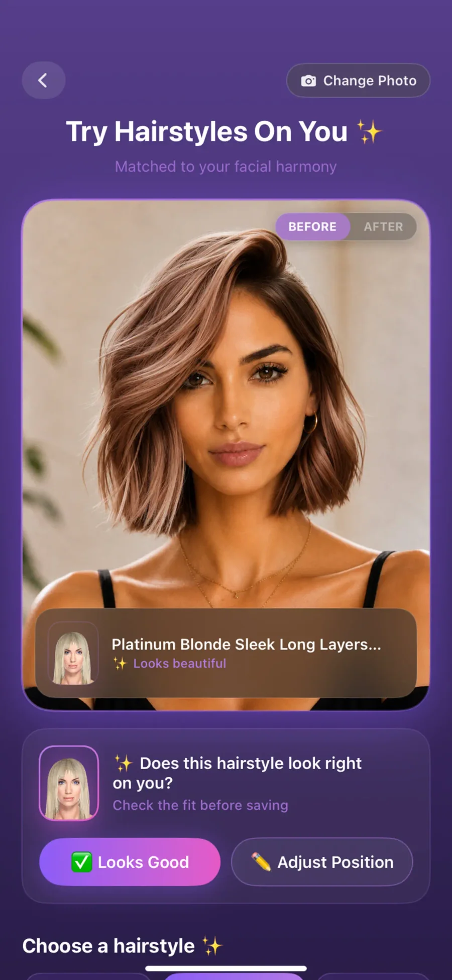 Perfect Hairstyle: porovnání původní fotografie