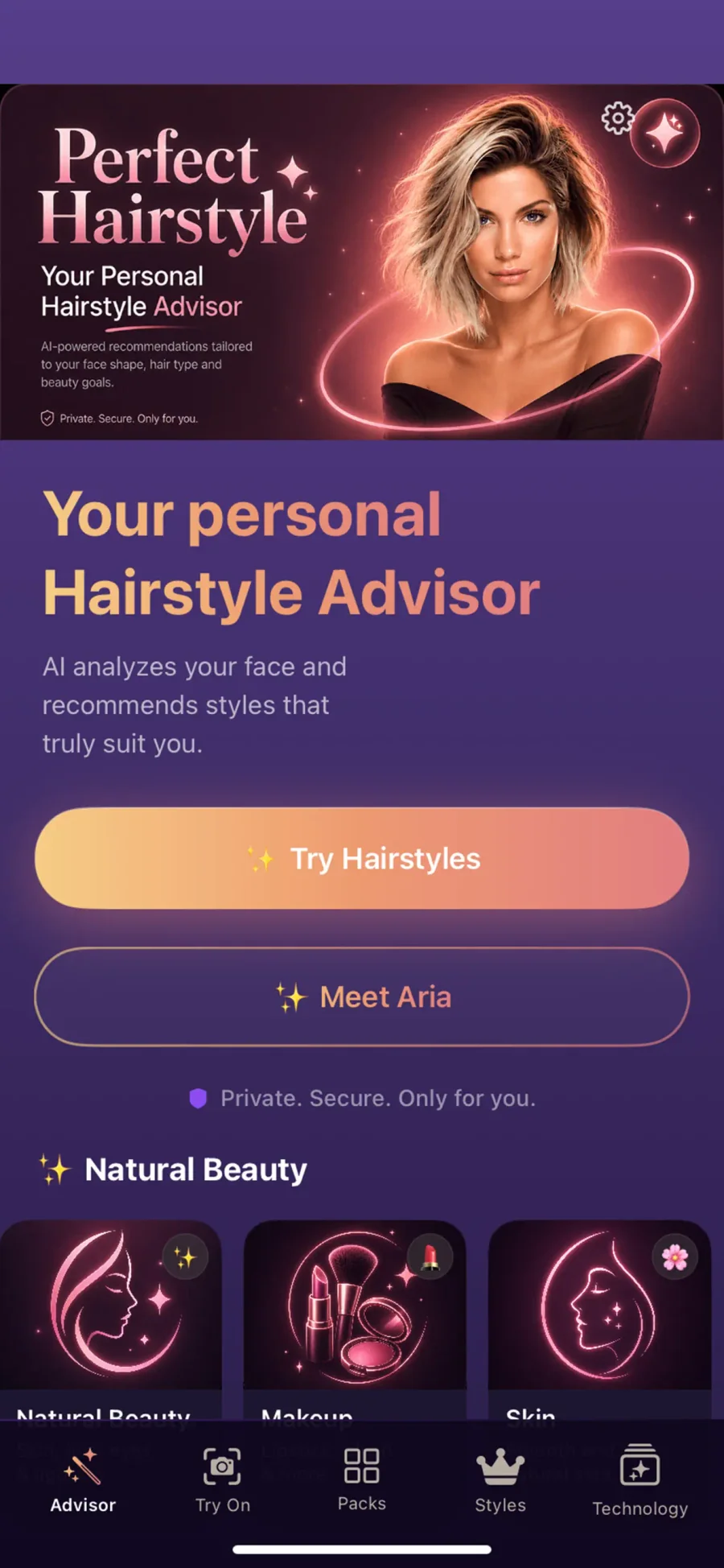 Perfect Hairstyle: úvodní nabídka AI poradce