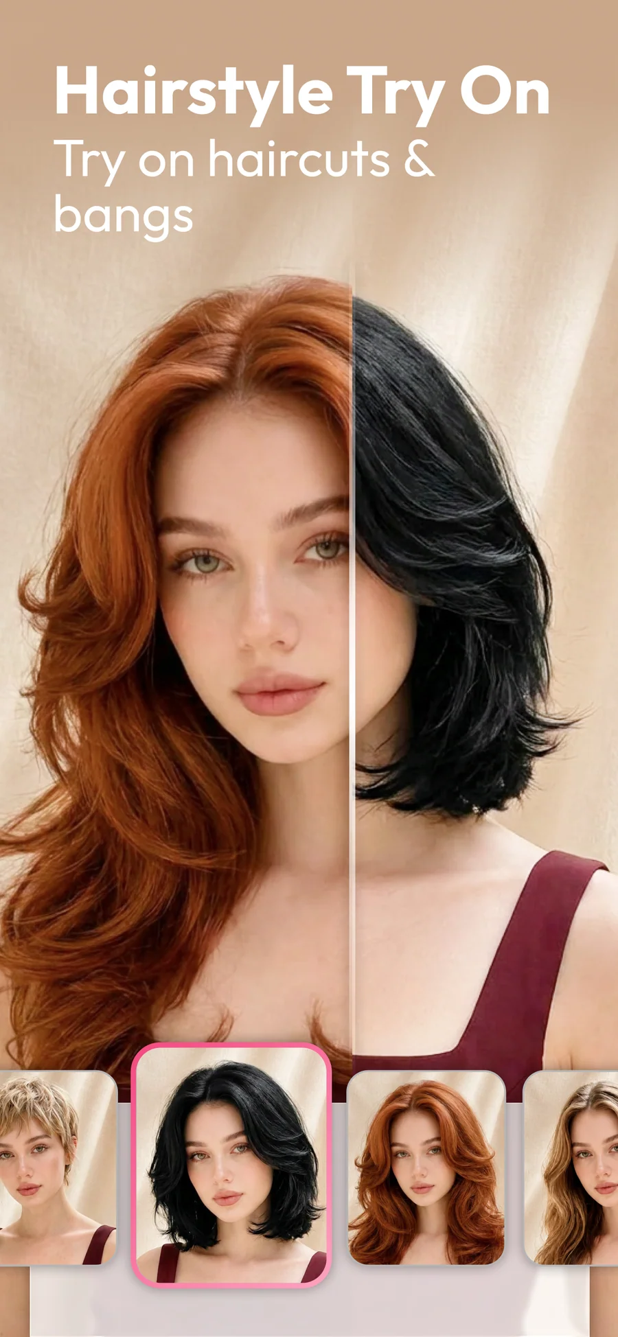 YouCam Makeup: zkoušení střihů a ofiny