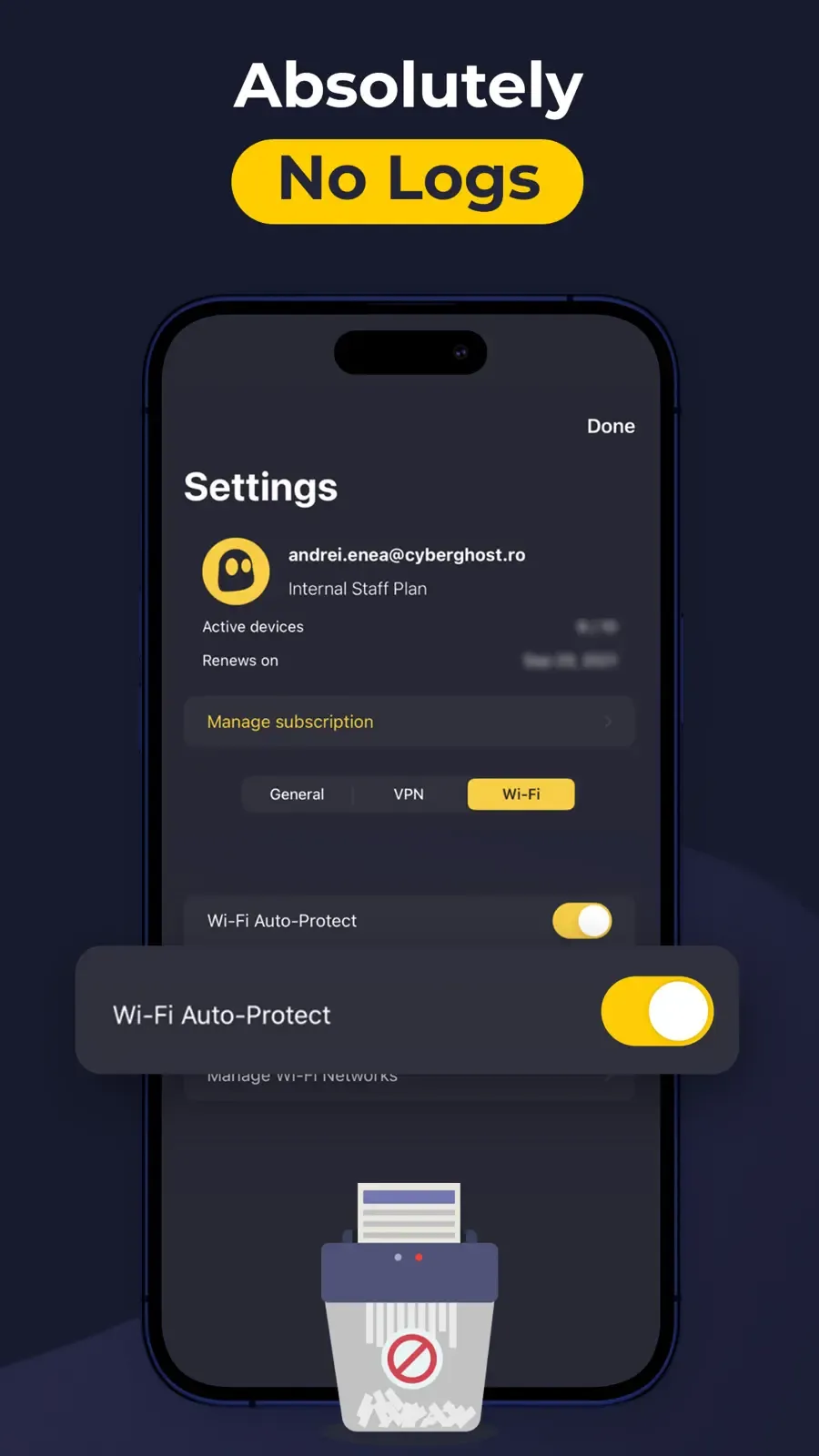 Nastavení automatické ochrany Wi-Fi v mobilní aplikaci CyberGhost VPN
