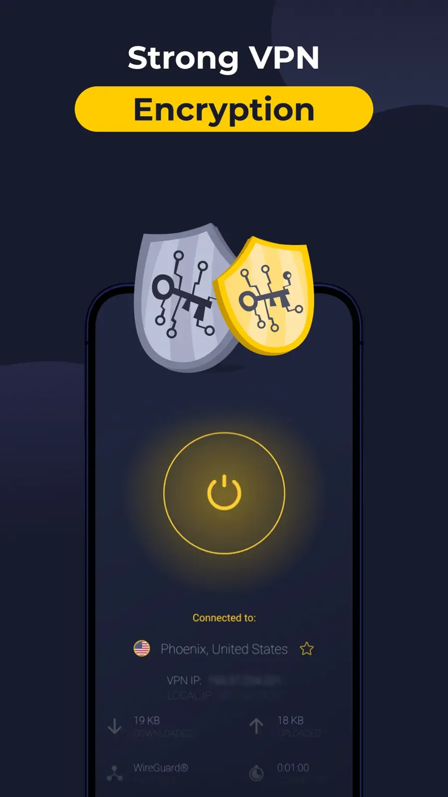 Aktivní připojení v mobilní aplikaci CyberGhost VPN