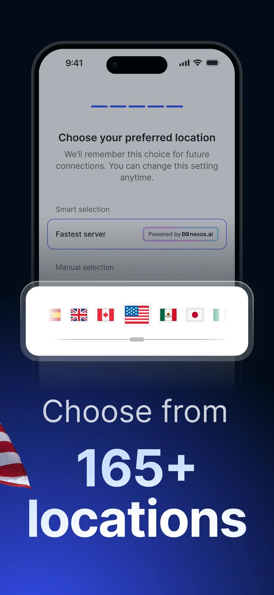 Výběr preferované lokality v mobilní aplikaci NordVPN