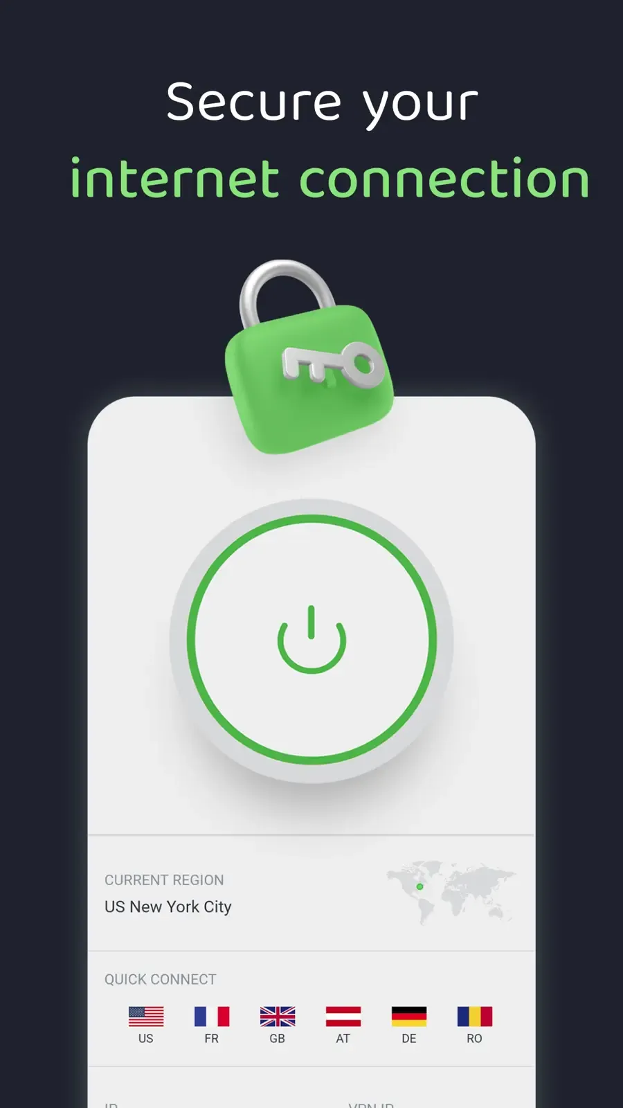 Aktivní připojení v mobilní aplikaci Private Internet Access