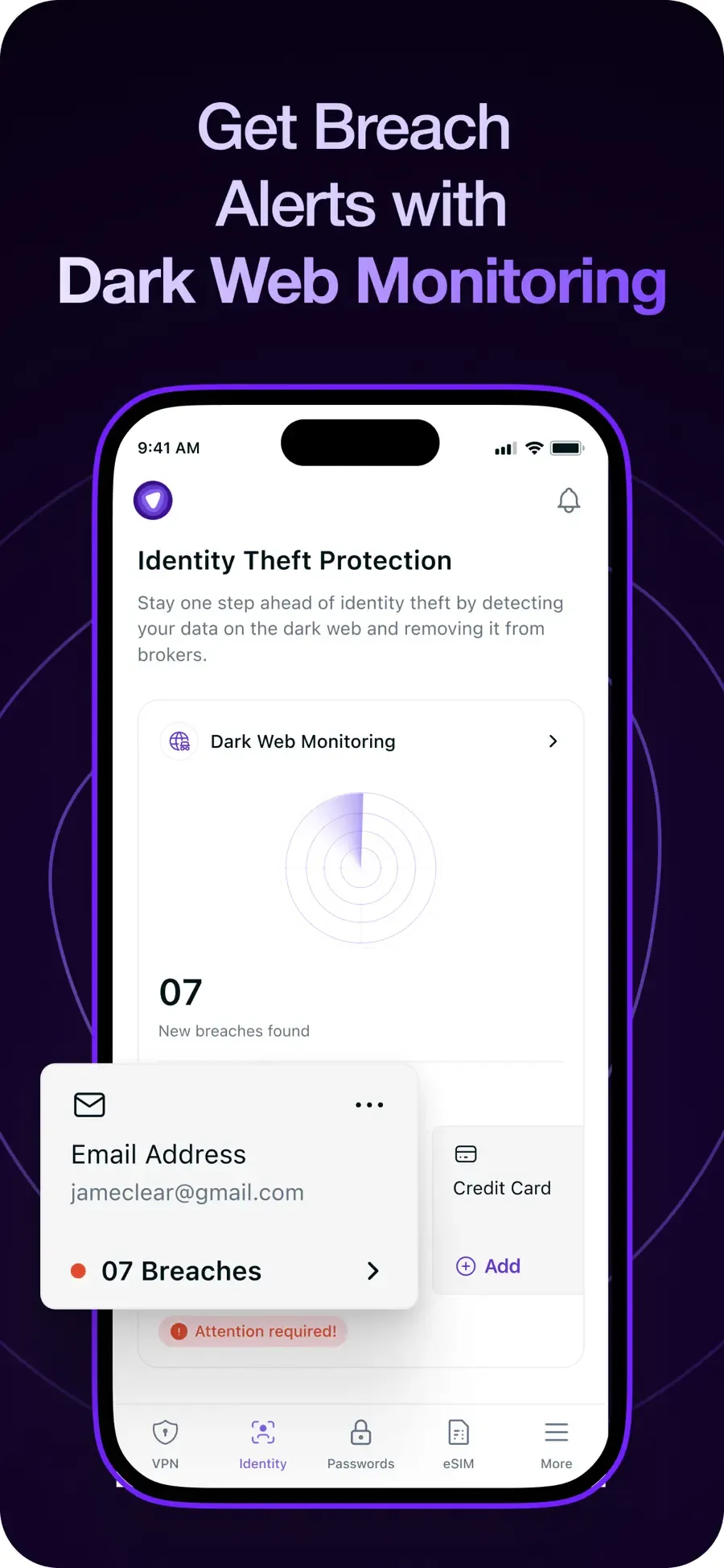 Dark Web Monitoring v mobilní aplikaci PureVPN