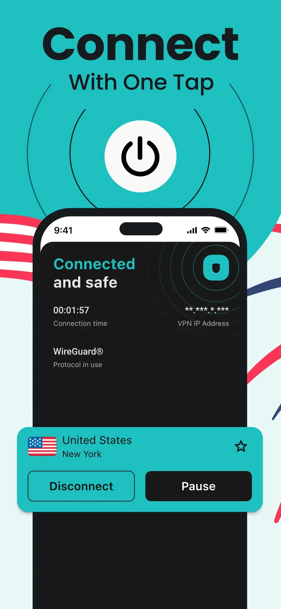 Aktivní VPN připojení v mobilní aplikaci Surfshark