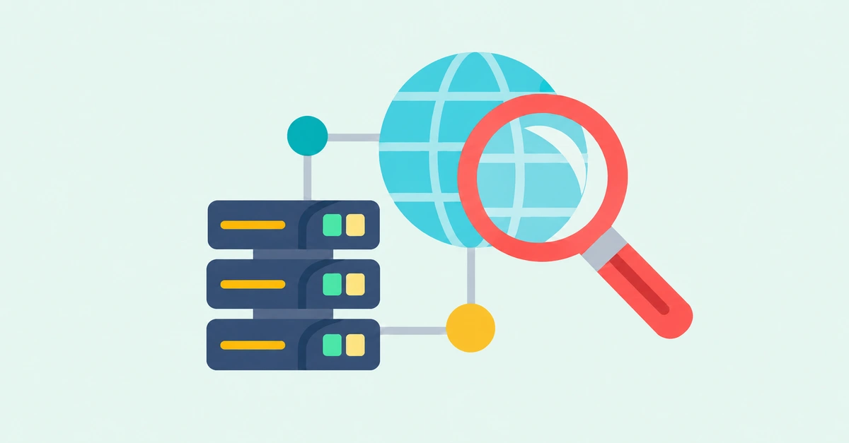 Kontrola DNS a WHOIS: servery, glóbus a lupa